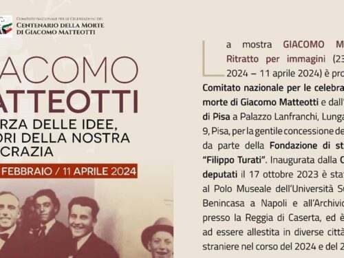 La mostra GIACOMO MATTEOTTI. RITRATTO PER IMMAGINI sarà allestita all’Università di Pisa dal 23 febbraio all’11 aprile 2024
