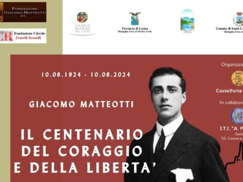 Mercoledì 21 maggio 2025 dalle 10:30 presso l’Auditorium di Santi Cosma e Damiano si tiene l’incontro con gli studenti dell’I.T.I “A. Pacinotti” sul tema GIACOMO MATTEOTTI. IL CENTENARIO DEL CORAGGIO E DELLA LIBERTÀ
